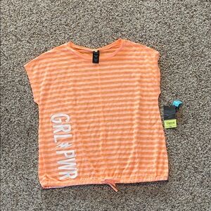 New Xersion Orange Striped Tee with 'GRL PWR'